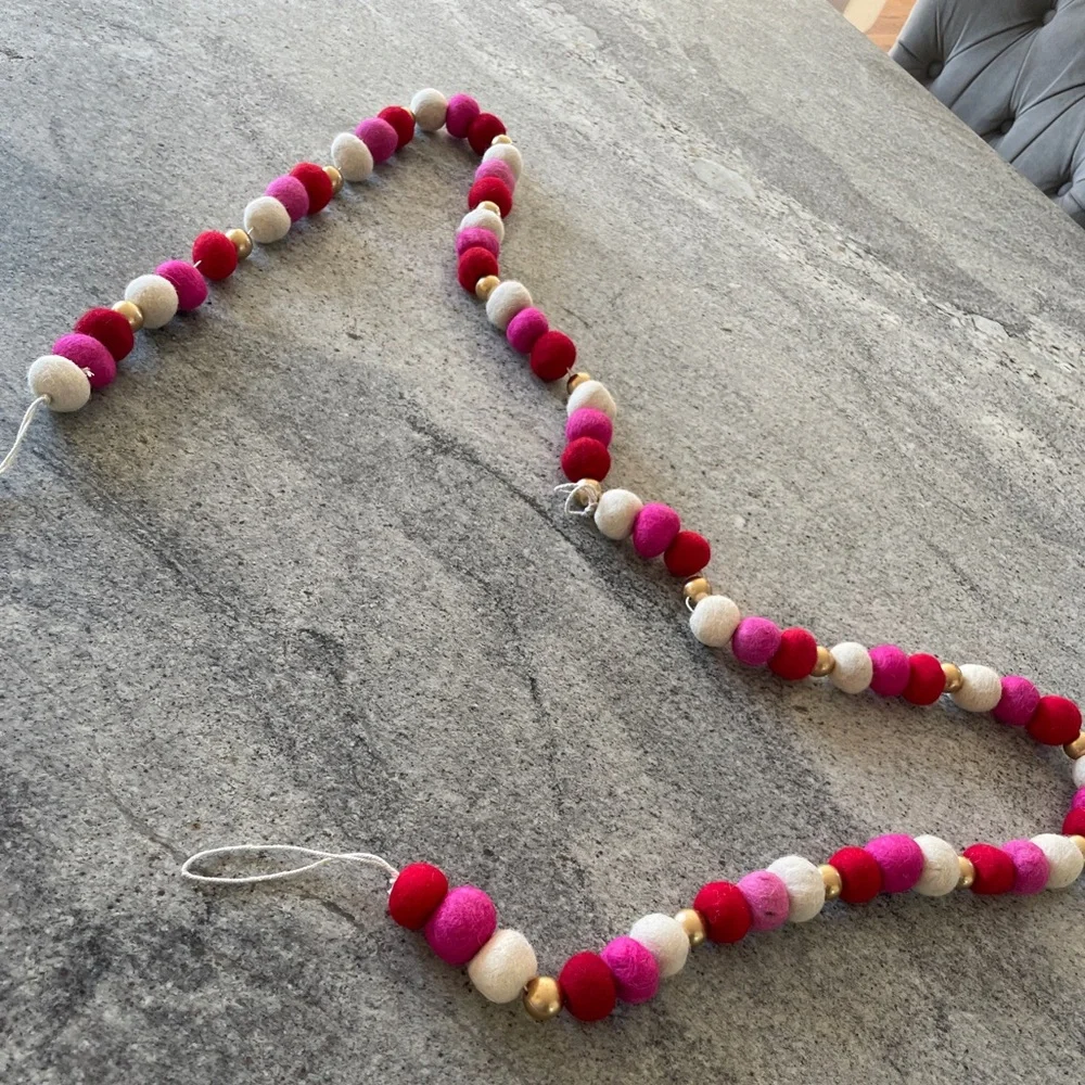 Colorful Felt Ball Garland. Valentine Garland, 6 feet in length.